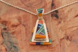 Navajo Artist Calvin Begay Genuine Gemstone Sterling Silver Pendant